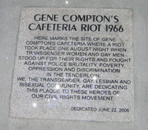OIA Plaque commemorating Comptons Cafeteria riot 300x264 - A Brief History Lesson on the LGBTQ Experience